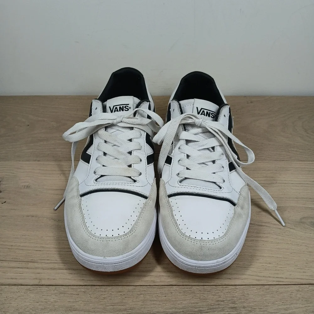 Vans Lowland CC Sneakers Men 10.5 White Black Leather Suede Skate Y2K Streetwear